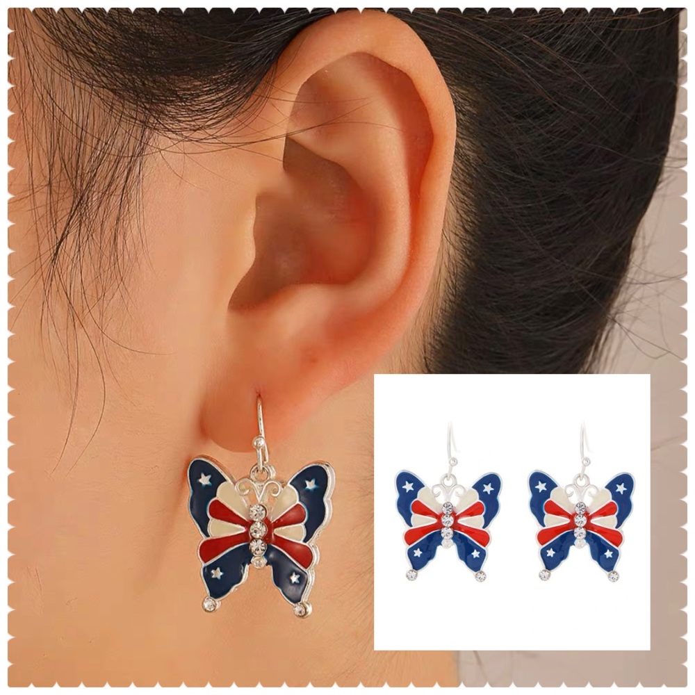 Dangle Earrings : July 4 Butterfly (2pcs)